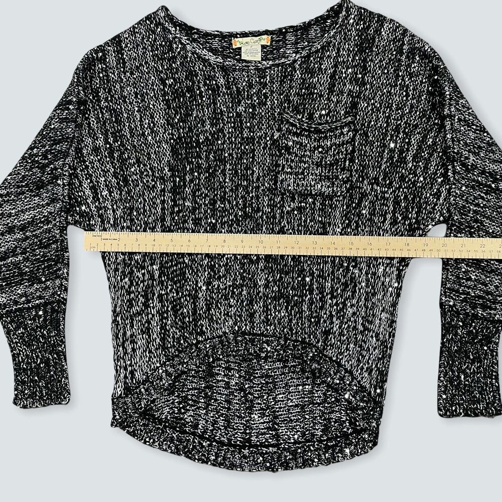 Love Change Womens Sweater Knit Pullover Long Sleeve Pocket Black White Small - Picture 5 of 8